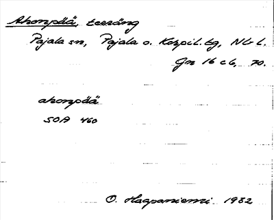 Bild på arkivkortet för arkivposten Ahonpää