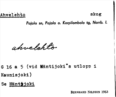 Bild på arkivkortet för arkivposten Ahvelehto