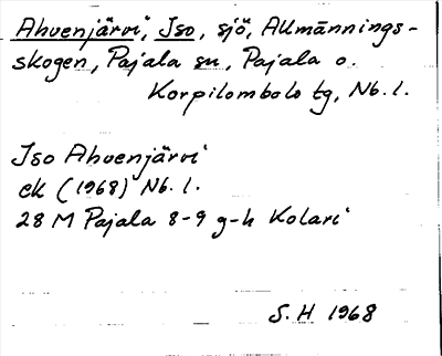 Bild på arkivkortet för arkivposten Ahvenjärvi, Iso