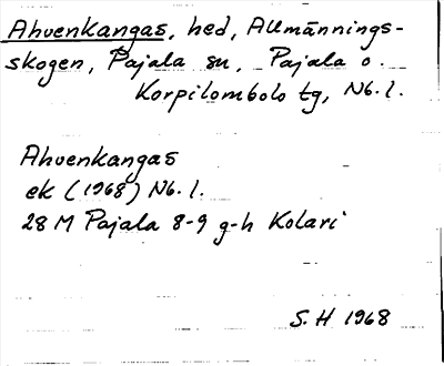 Bild på arkivkortet för arkivposten Ahvenkangas