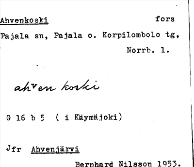 Bild på arkivkortet för arkivposten Ahvenkoski