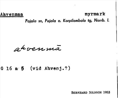 Bild på arkivkortet för arkivposten Ahvenmaa