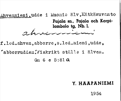 Bild på arkivkortet för arkivposten Ahvenniemi