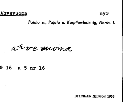 Bild på arkivkortet för arkivposten Ahvevuoma