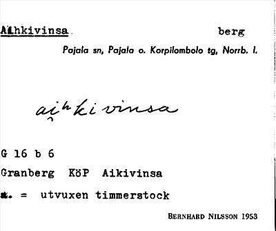 Bild på arkivkortet för arkivposten Aihkivinsa