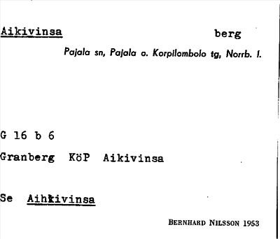 Bild på arkivkortet för arkivposten Aikivinsa, se Aihkivinsa