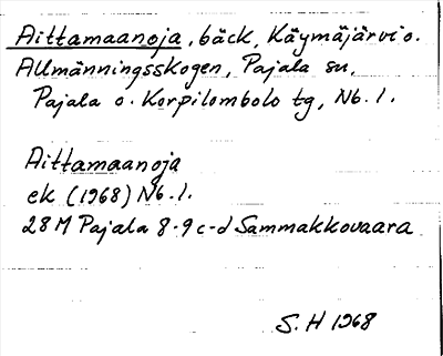 Bild på arkivkortet för arkivposten Aittamaanoja