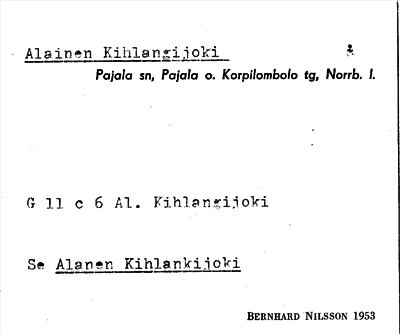 Bild på arkivkortet för arkivposten Alainen Kihlangijoki
