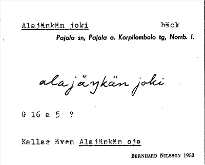 Bild på arkivkortet för arkivposten Alajänkän joki
