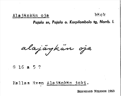 Bild på arkivkortet för arkivposten Alajänkän oja