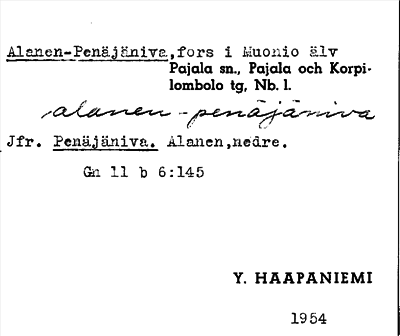 Bild på arkivkortet för arkivposten Alanen-Penäjäniva