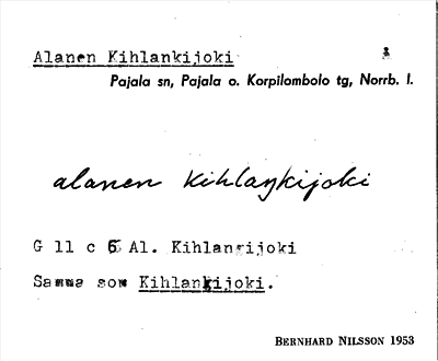 Bild på arkivkortet för arkivposten Alanen Kihlankijoki