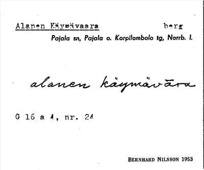 Bild på arkivkortet för arkivposten Alanen Käymävaara
