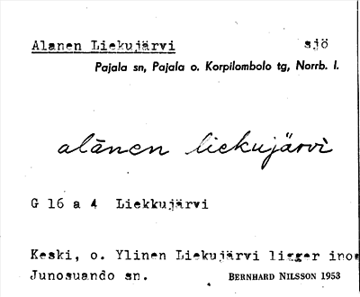 Bild på arkivkortet för arkivposten Alanen Liekujärvi