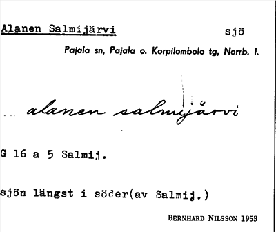 Bild på arkivkortet för arkivposten Alanen Salmijärvi