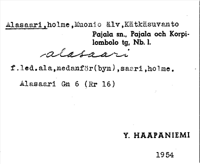 Bild på arkivkortet för arkivposten Alasaari
