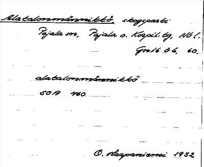 Bild på arkivkortet för arkivposten Alatalonmännikkö