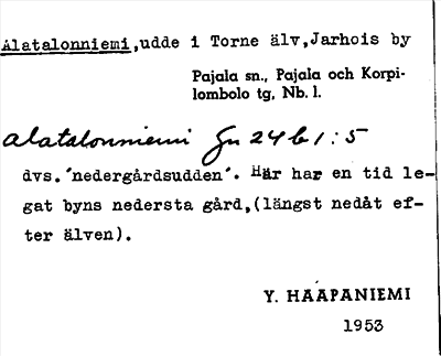 Bild på arkivkortet för arkivposten Alatalonniemi