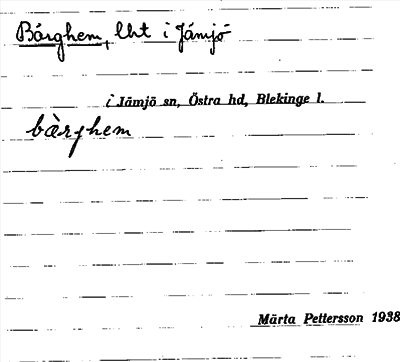 Bild på arkivkortet för arkivposten Bärghem