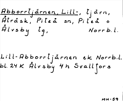 Bild på arkivkortet för arkivposten Abborrtjärnen, Lill-