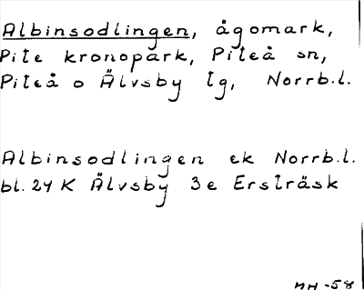 Bild på arkivkortet för arkivposten Albinsodlingen