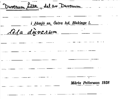 Bild på arkivkortet för arkivposten Duverum, Lilla