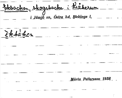Bild på arkivkortet för arkivposten Ekbacken