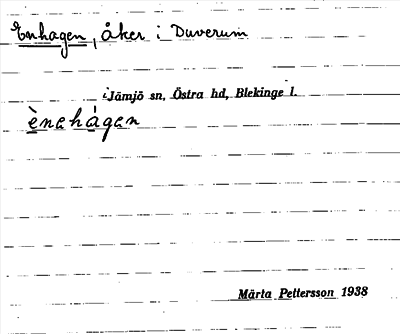 Bild på arkivkortet för arkivposten Enhagen