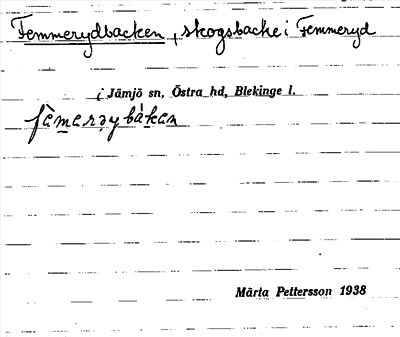 Bild på arkivkortet för arkivposten Femmerydbacken