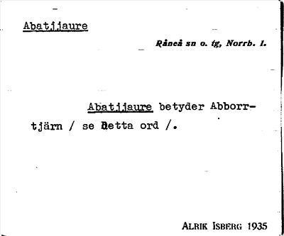 Bild på arkivkortet för arkivposten Abatjjaure