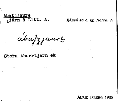 Bild på arkivkortet för arkivposten Abatjjaure