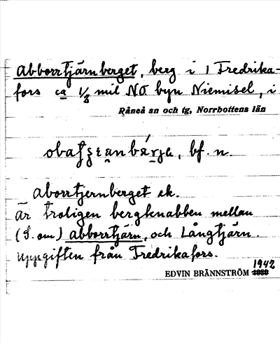 Bild på arkivkortet för arkivposten Abborrtjärnberget