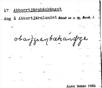 Bild på arkivkortet för arkivposten Abborrtjärnbäckänget