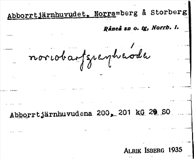 Bild på arkivkortet för arkivposten Abborrtjärnhuvudet, Norra