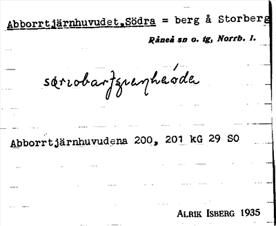 Bild på arkivkortet för arkivposten Abborrtjärnhuvudet, Södra