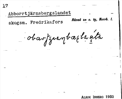 Bild på arkivkortet för arkivposten Abborrtjärnsbergslandet