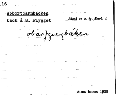 Bild på arkivkortet för arkivposten Abbortjärnbäcken