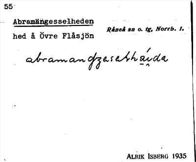 Bild på arkivkortet för arkivposten Abramängesselheden