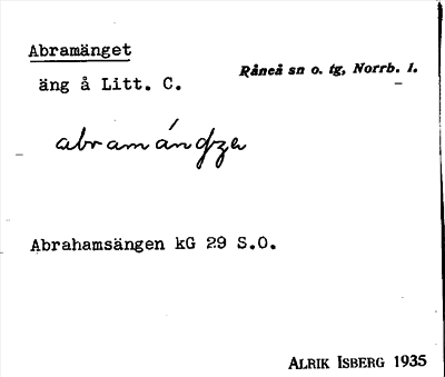 Bild på arkivkortet för arkivposten Abramänget