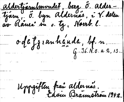 Bild på arkivkortet för arkivposten Aldertjärnhuvudet