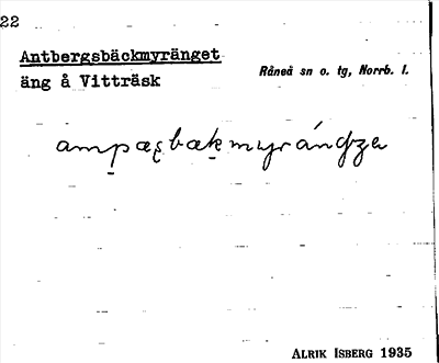 Bild på arkivkortet för arkivposten Antbergsbäckmyränget