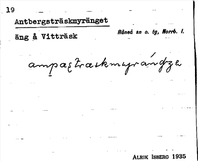 Bild på arkivkortet för arkivposten Antbergsträskmyränget