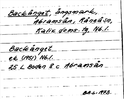 Bild på arkivkortet för arkivposten Backänget
