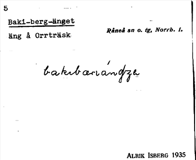 Bild på arkivkortet för arkivposten Baki-berg-änget
