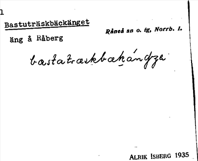 Bild på arkivkortet för arkivposten Bastuträskbäckänget