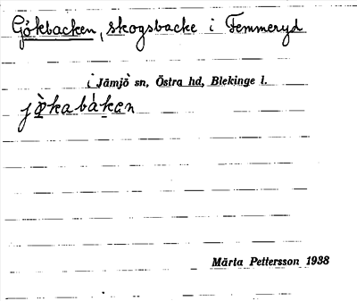 Bild på arkivkortet för arkivposten Gökbacken