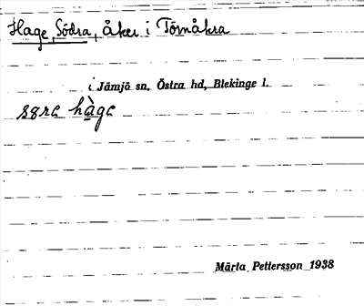 Bild på arkivkortet för arkivposten Hage, Södra