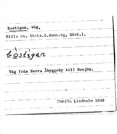 Bild på arkivkortet för arkivposten Bostigen