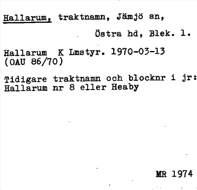 Bild på arkivkortet för arkivposten Hallarum