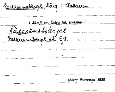 Bild på arkivkortet för arkivposten Hallarumsbärget